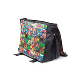 All-over Comic Style Messenger Bag, Unisex, Black