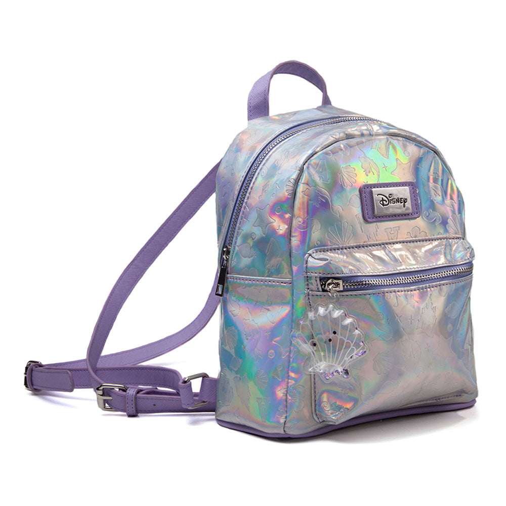 The Little Mermaid All-over Debossed Pattern Shimmer Print Ladies Backpack, Female, Multi-colour