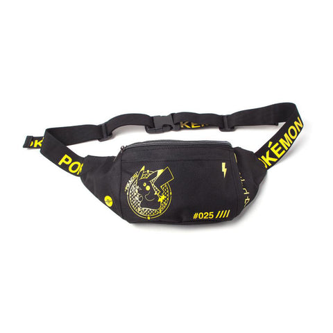 Pikachu Street Signs Waist Bum Bag, Unisex, Black-yellow