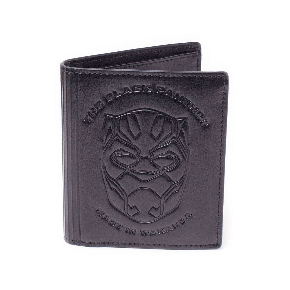 Black Panther 'made In Wakanda' Debossed Faux Leather Tri-fold Wallet, Male, Black