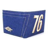 76 Embroidered Vault 76 Vintage Denim Bi-fold Wallet, Male, Blue