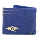 76 Embroidered Vault 76 Vintage Denim Bi-fold Wallet, Male, Blue