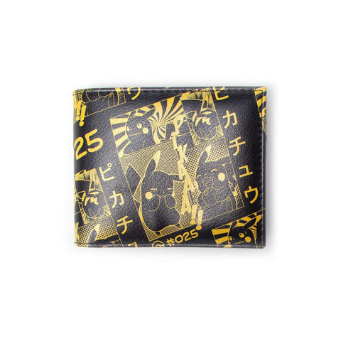 Pikachu Manga Bi-fold Wallet, Male, Black-yellow