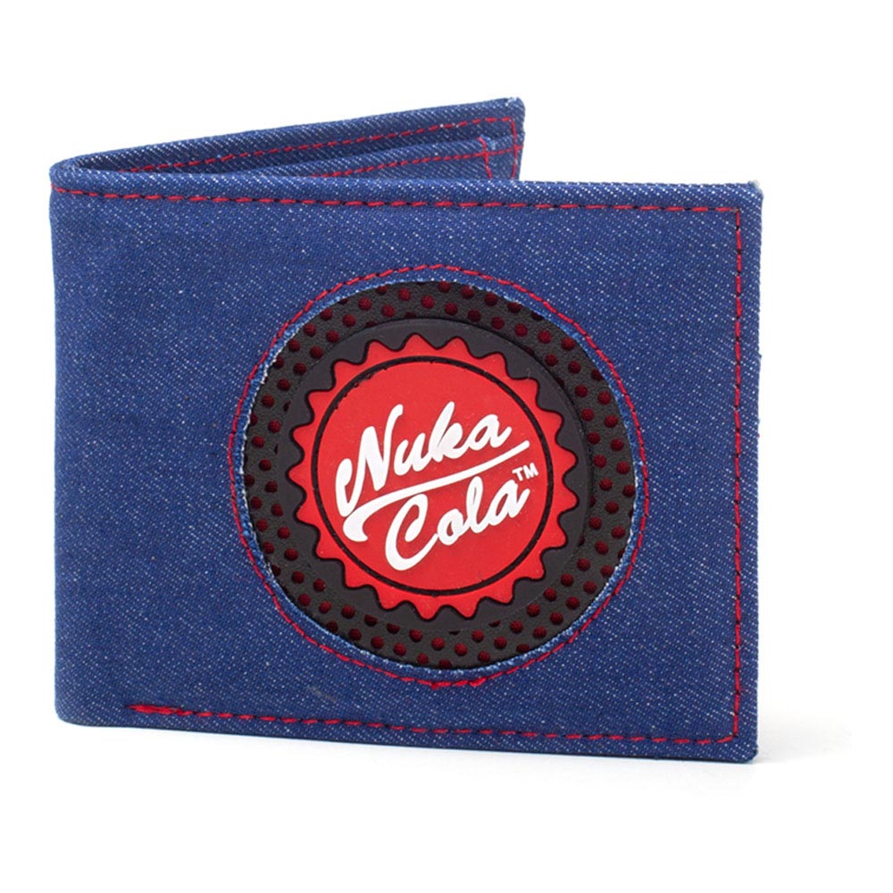 Nuka-cola Bottle Cap Denim Bi-fold Wallet, Male, Blue