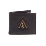 Odyssey Metal Logo Badge Premium Bi-fold Wallet, Male, Black