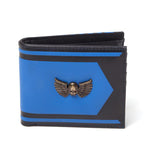 Space Marines Logo Metal Badge Bi-fold Wallet, Male, Blue-black