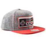 Original Embroidered Retro Nes Controller Snapback Baseball Cap, Grey-red