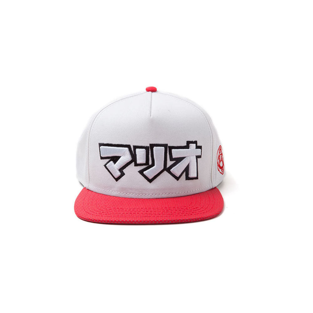 Super Mario Bros. Japanese Mario Logo Snapback Baseball Cap, Unisex, Grey-red