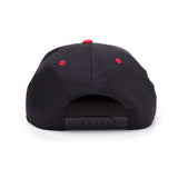 Embroidered Logo Badge Snapback Baseball Cap, Black-red