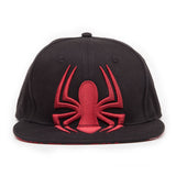 Ultimate Spider-man Embroidered Red Spidey Logo With Webbed Brim Snapback Baseball Cap, Black-red