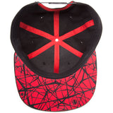 Ultimate Spider-man Embroidered Red Spidey Logo With Webbed Brim Snapback Baseball Cap, Black-red