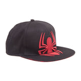 Ultimate Spider-man Embroidered Red Spidey Logo With Webbed Brim Snapback Baseball Cap, Black-red