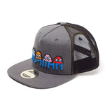 Embroidered Pixel Logo And Characters Snapback Trucker Baseball Cap, Grey-black