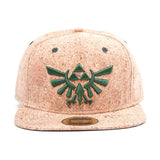 Legend Of Zelda Embroidered Green Royal Crest Logo Snapback Baseball Cap, Tan-cork