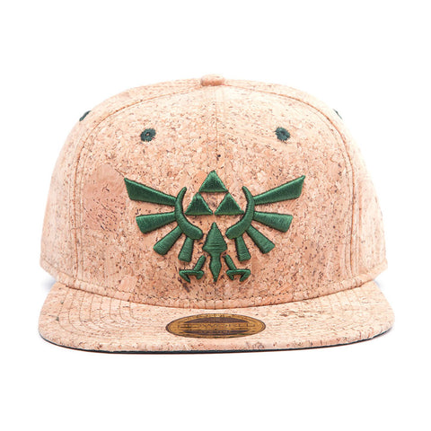 Legend Of Zelda Embroidered Green Royal Crest Logo Snapback Baseball Cap, Tan-cork