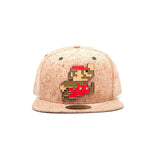 Super Mario Bros. Running And Jumping Mario Metal Pixel Logo Cork Snapback Baseball Cap, Multi-colour