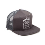 Printed Label Logo Trucker Snapback Baseball Cap, Black