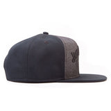 Embroidered Logo Snapback Baseball Cap, Black-grey