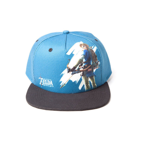 Legend Of Zelda Breath Of The Wild Link Character With Bow Snapback Baseball Cap, Blue-grey