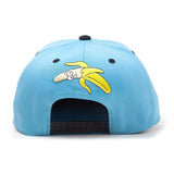 Embroidered Banana Snapback Baseball Cap, Unisex, Blue-black