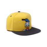 Donald Duck Embroidered Face Snapback Baseball Cap, Yellow-black