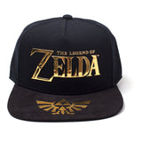 Legend Of Zelda Gold Logo & Royal Crest Snapback Baseball Cap, Unisex, Black