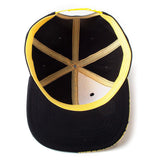 Block Pikachu Snapback Baseball Cap, Unisex, Black-yellow