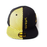 Block Pikachu Snapback Baseball Cap, Unisex, Black-yellow