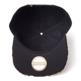 Logo Sequins Snapback Baseball Cap, Black-gold