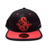 3d Embroidered Logo Snapback Baseball Cap, Black-red