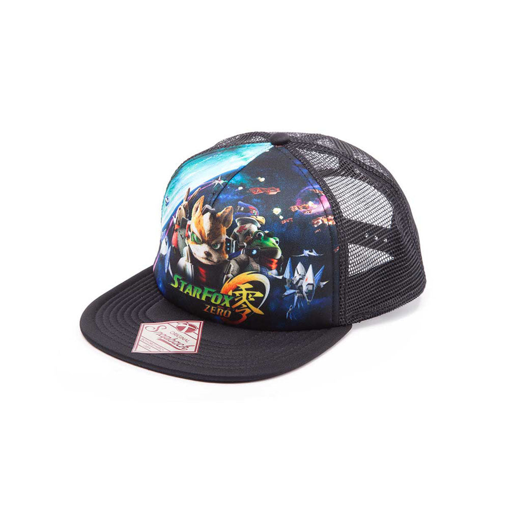 Starfox Zero Print Trucker Snapback Baseball Cap, Black