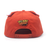 Yo Kai Watch Jibanyan Print Snapback Baseball Cap With Ears, Orange