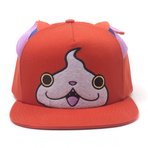 Yo Kai Watch Jibanyan Print Snapback Baseball Cap With Ears, Orange