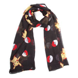 Pikachu & Pokeballs Fashion Scarf, Female, Black