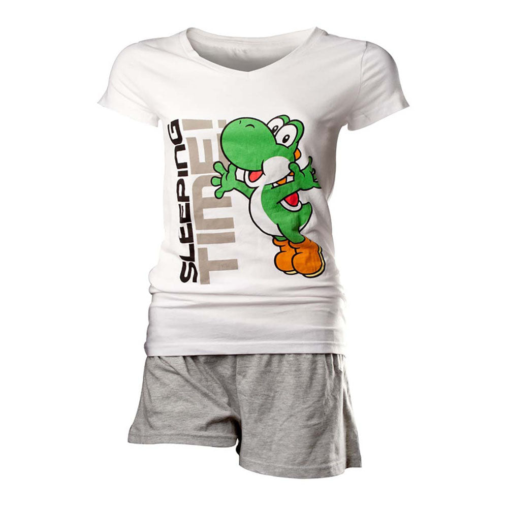 Super Mario Bros. Yoshi Shortama Nightwear Set, Female, Large, White-grey