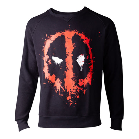 Deadpool Dripping Mask Sweater, Male, Large, Black