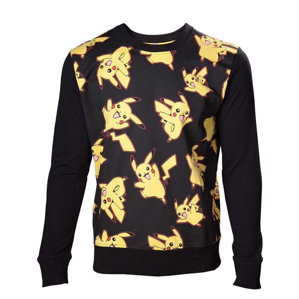 Pikachu All-over Sweater, Male, Large, Black-yellow