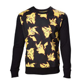 Pikachu All-over Sweater, Male, Large, Black-yellow