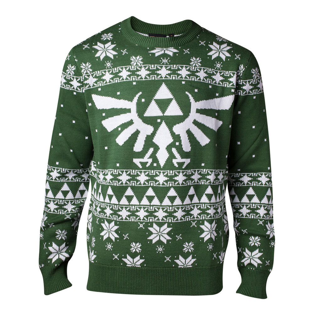 Legend Of Zelda Royal Crest Knitted Christmas Sweater, Male, Extra Extra Large, Green