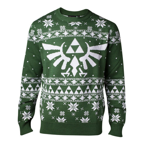 Legend Of Zelda Royal Crest Knitted Christmas Sweater, Male, Extra Extra Large, Green