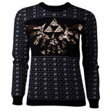 Legend Of Zelda Glitter Tri-force Christmas Knitted Sweater, Female, Large, Black