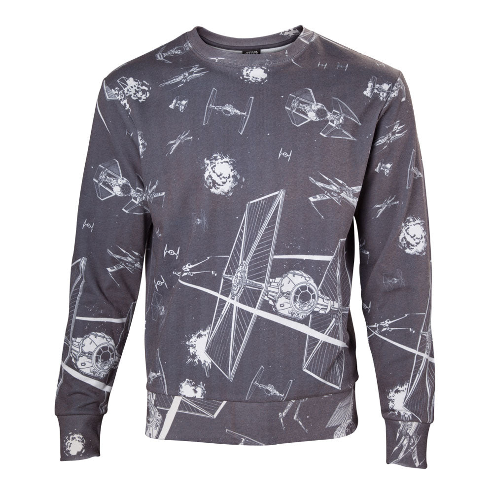 Imperial Fleet Tie Fighters All-over Print Sublimation Sweater, Male, Small, Dark Grey