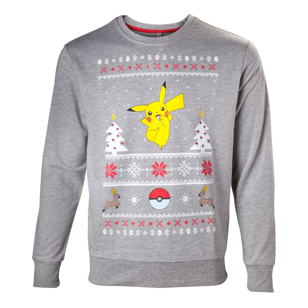 Dancing Pikachu Christmas Jumper, Male, Extra Extra Large, Grey