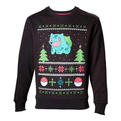 Bulbasaur Christmas Sweater, Male, Extra Extra Large, Black