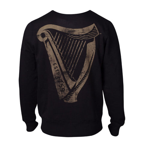 Distressed Harp Logo Sweatshirt, Male, Extra Extra Large, Black