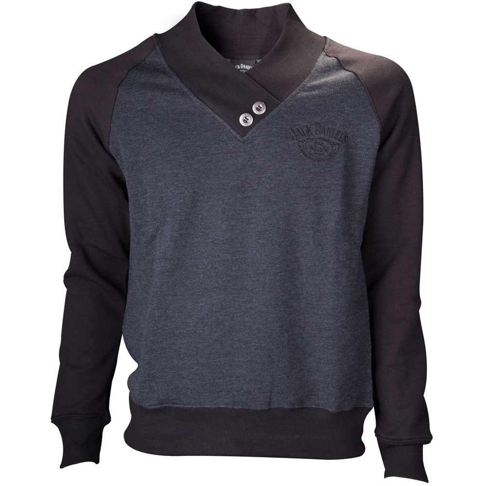 V-neckline Old No.7 Brand Logo Sweater, Male, Medium, Grey-black