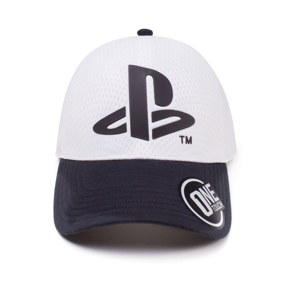 Playstation Logo Curved Bill Cap, White-black