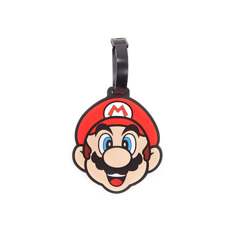 Super Mario Bros. Mario Face Rubber Luggage Tag, One Size, Multi-colour