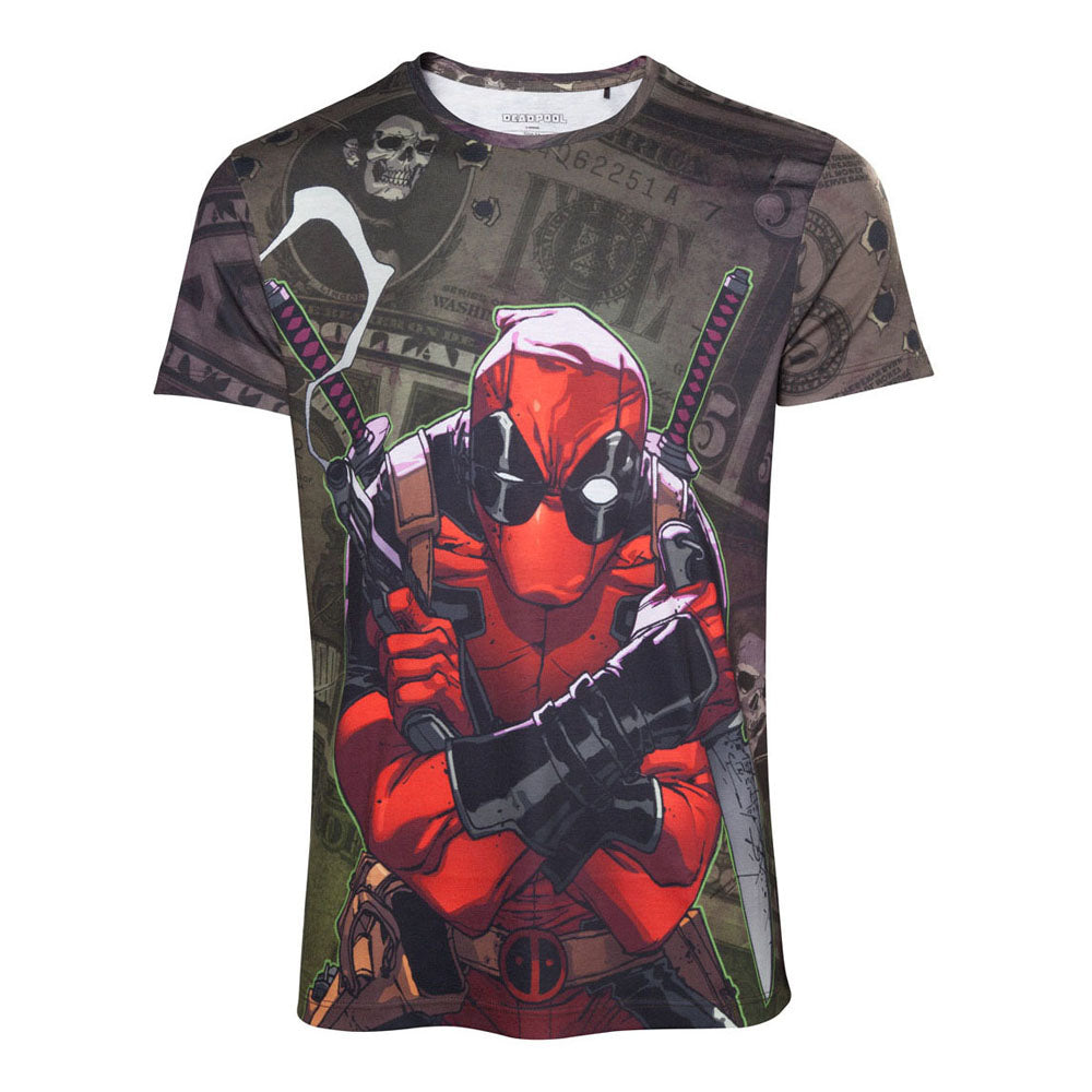 Deadpool Dollar Bills T-shirt, Male, Extra Extra Large, Multi-colour