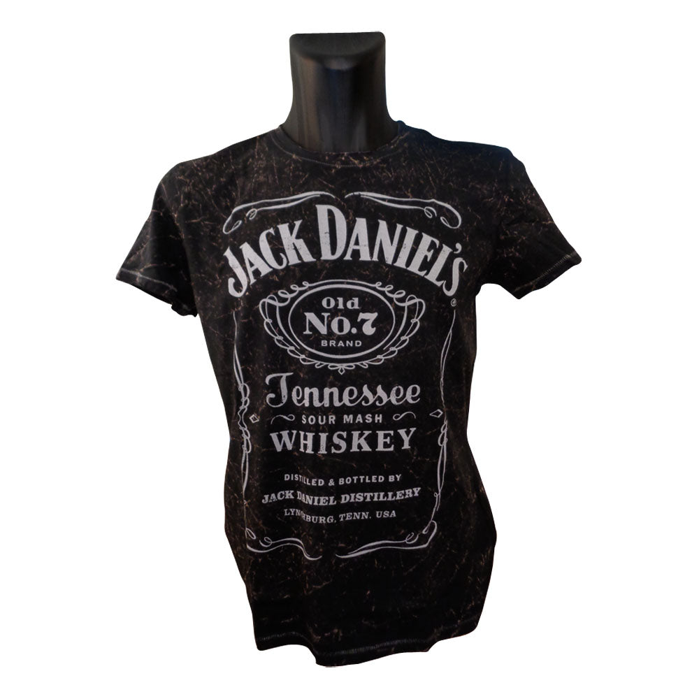 Classic Old No.7 Brand Logo Acid Washed T-shirt, Male, Medium, Black